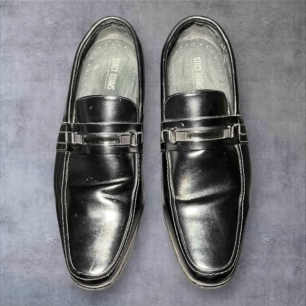 Stacy Adams Black Leather Slip On Loafers Dress Shoes Men's Size 11W